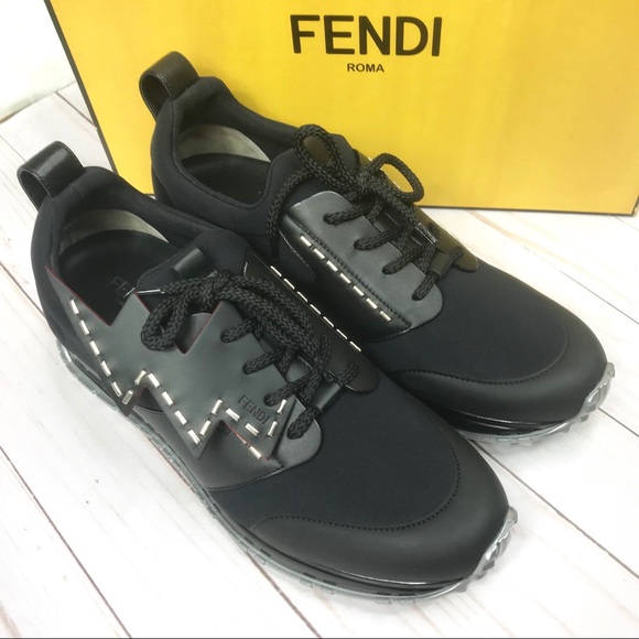fendi black leather sneakers